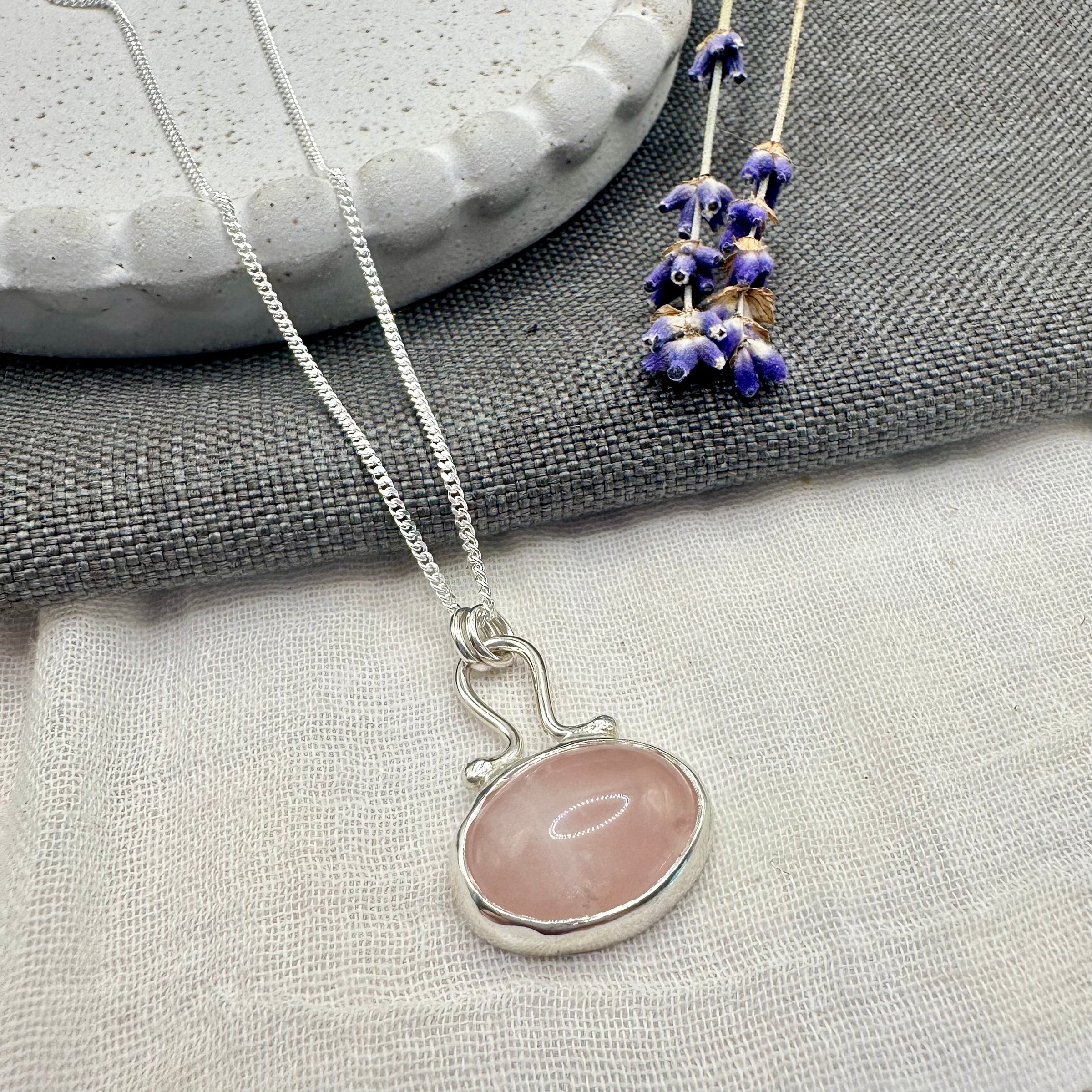 Florence Necklace in Rose Quartz