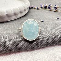 Rosecut Aquamarine Ring