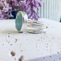 Rosecut Aquamarine Ring