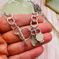 Rose Quartz Toggle Charm Bracelet Hallmarked