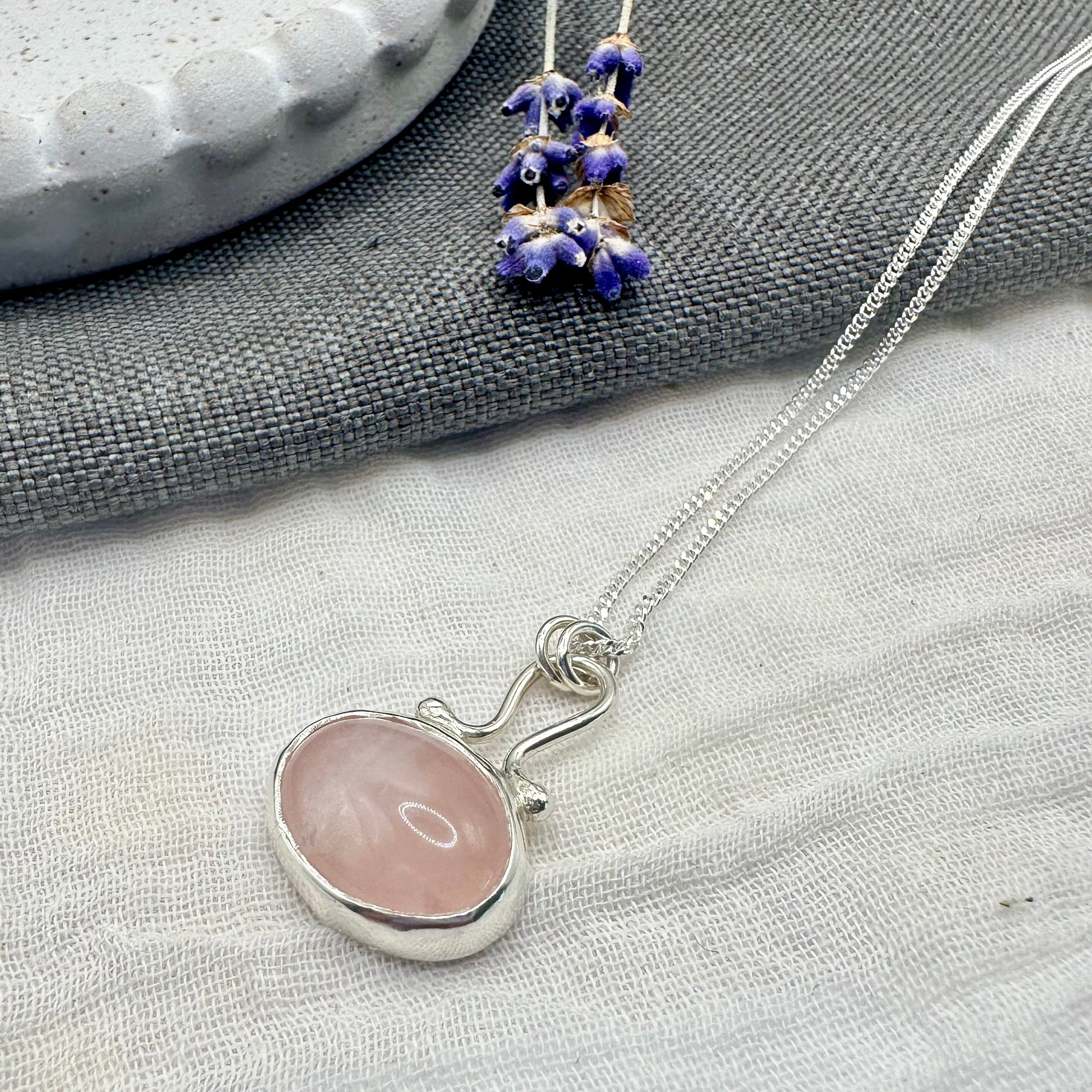 Florence Necklace in Rose Quartz