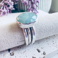 Rosecut Aquamarine Ring
