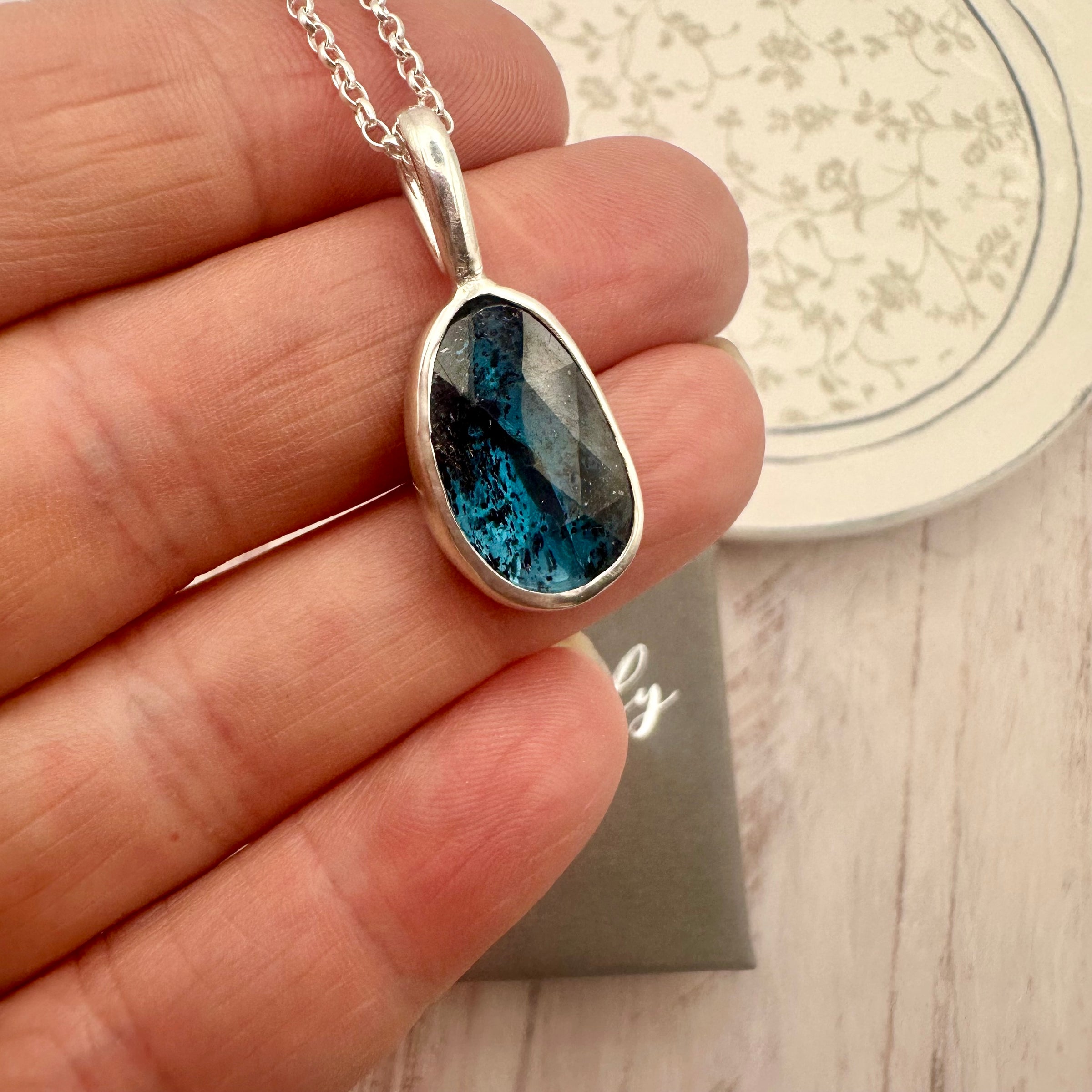 Aurelia Necklace in Moss Blue Kyanite
