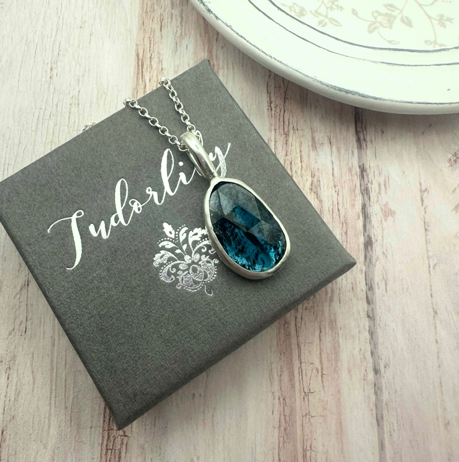Aurelia Necklace in Moss Blue Kyanite