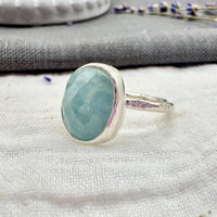 Rosecut Aquamarine Ring