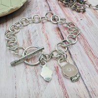 Rose Quartz Toggle Charm Bracelet Hallmarked