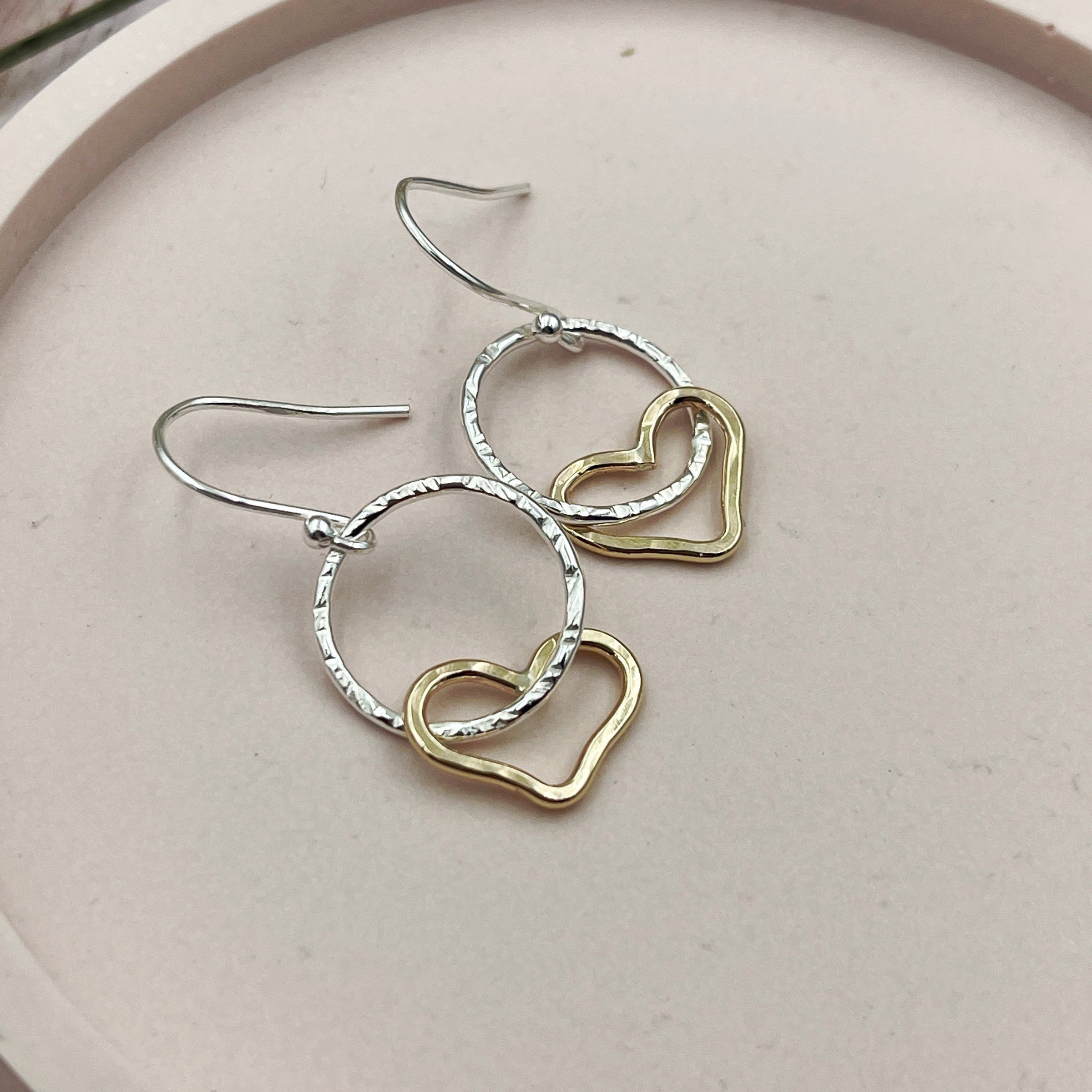 Silver & Gold Heart Earrings