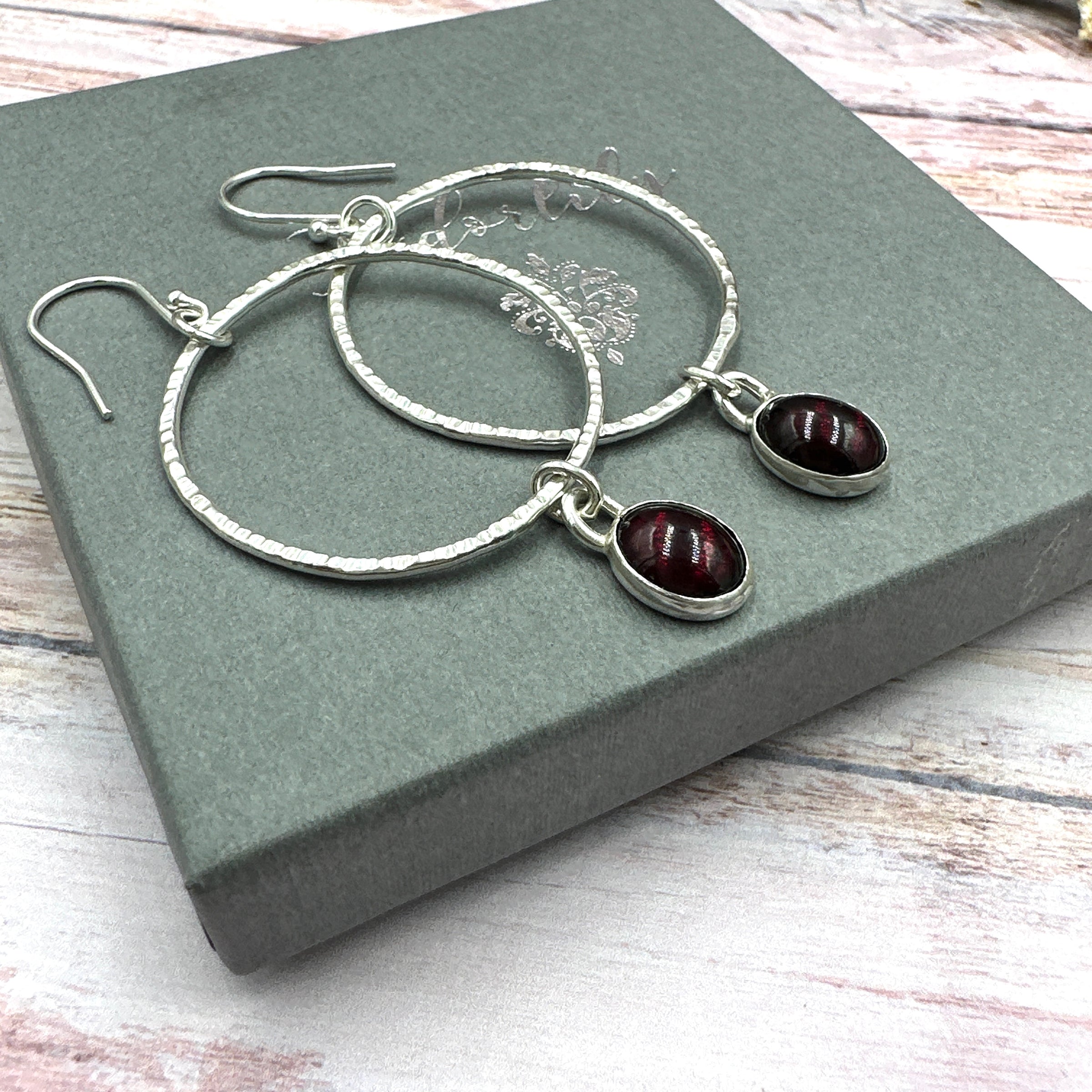 Orb Earrings - Garnet