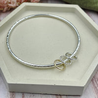3 Rings Sterling Bangle with Mixed (Silver & Gold) Rings