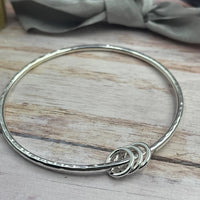 Sterling Silver Bangle with Silver Rings (3 to 9 Rings)
