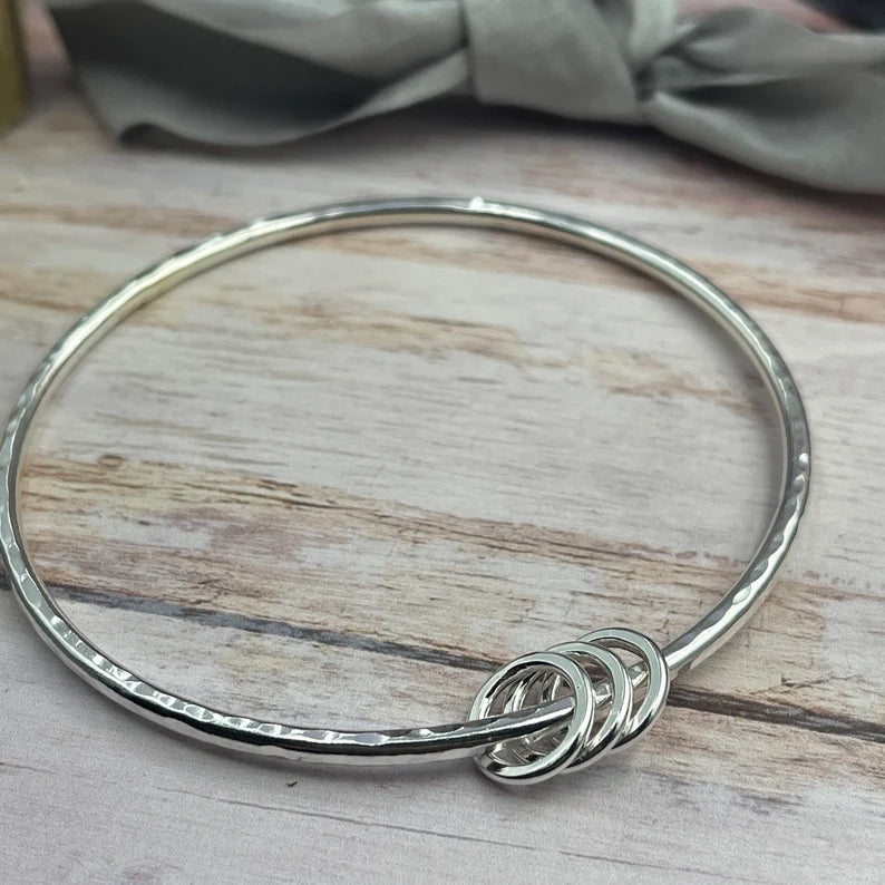 3 Rings Sterling Silver Bangle (Silver Rings)