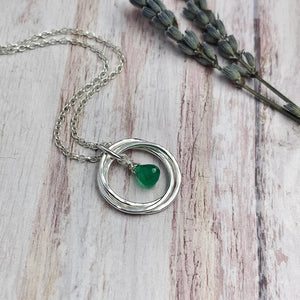 Birthstone Silver Entwined Rings Necklaces - 3 Rings