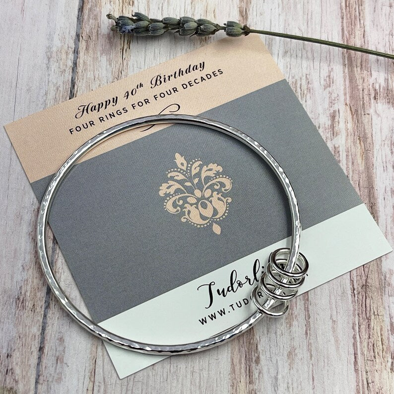 4 Rings Sterling Silver Bangle (Silver Rings)