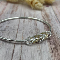 5 Ring Sterling Bangle with Mixed (Silver & Gold) Rings