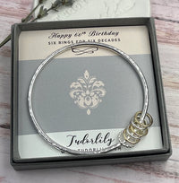 6 Mixed Rings Sterling Bangle