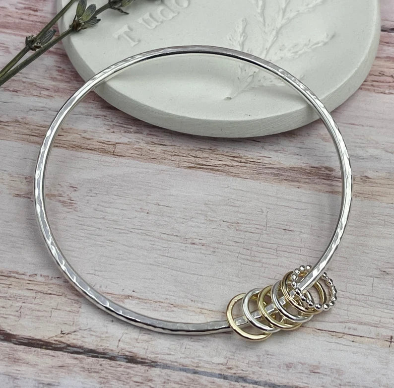 6 Entwined Ring Mixed Metal Earrings