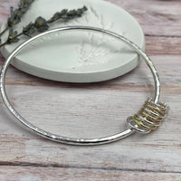 7 Mixed Rings Sterling Bangle