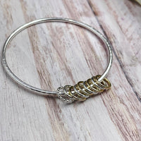 9 Mixed Rings Sterling Bangle
