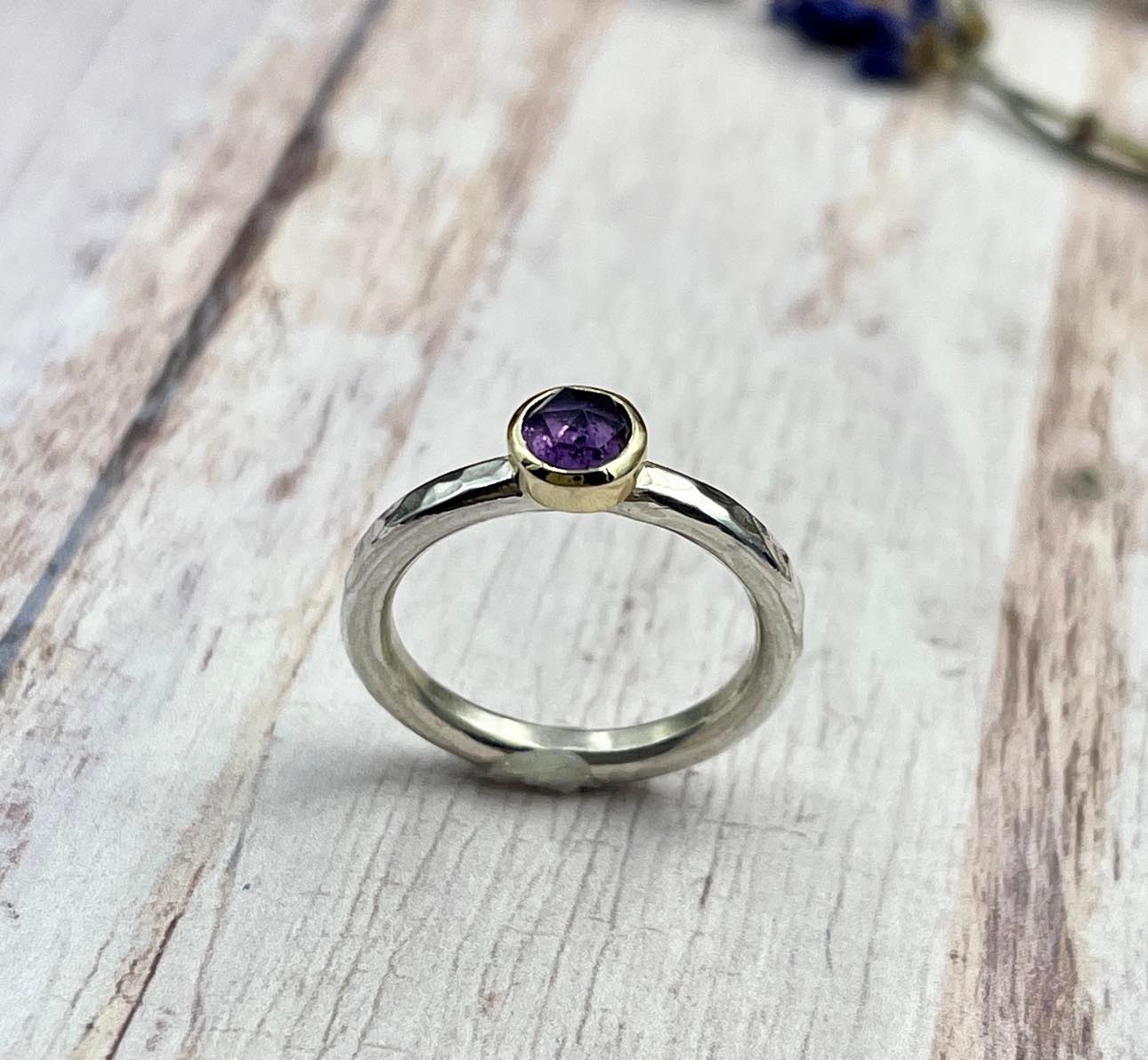 Georgia - Amethyst Sterling & 9ct Gold Ring