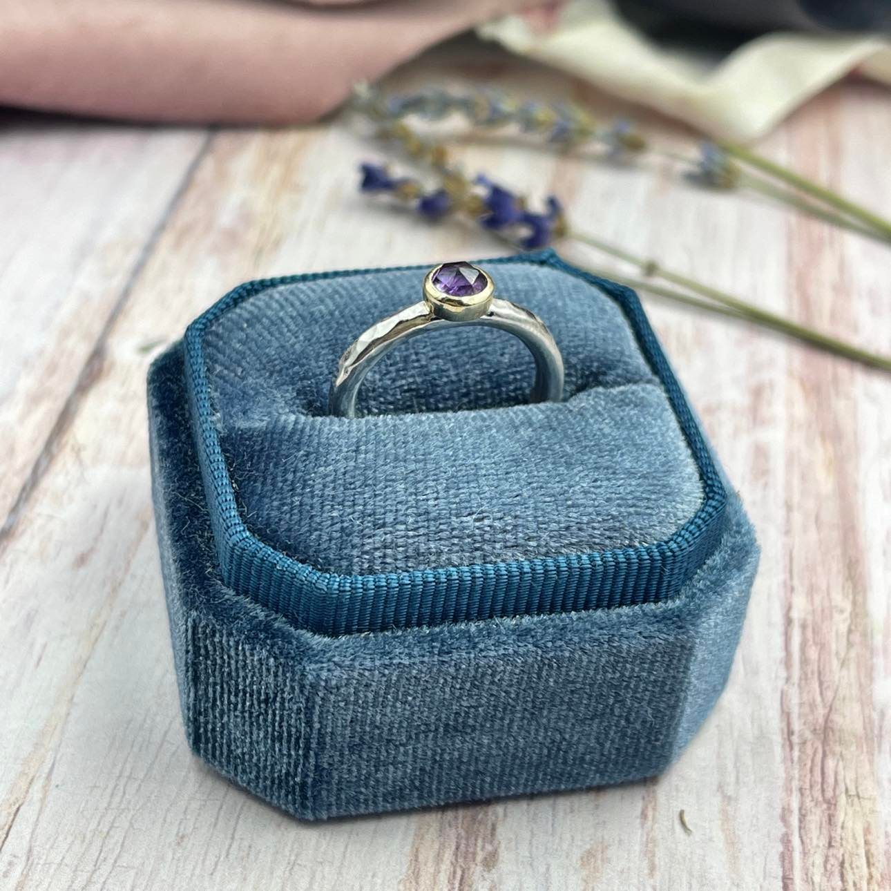 Georgia - Amethyst Sterling & 9ct Gold Ring