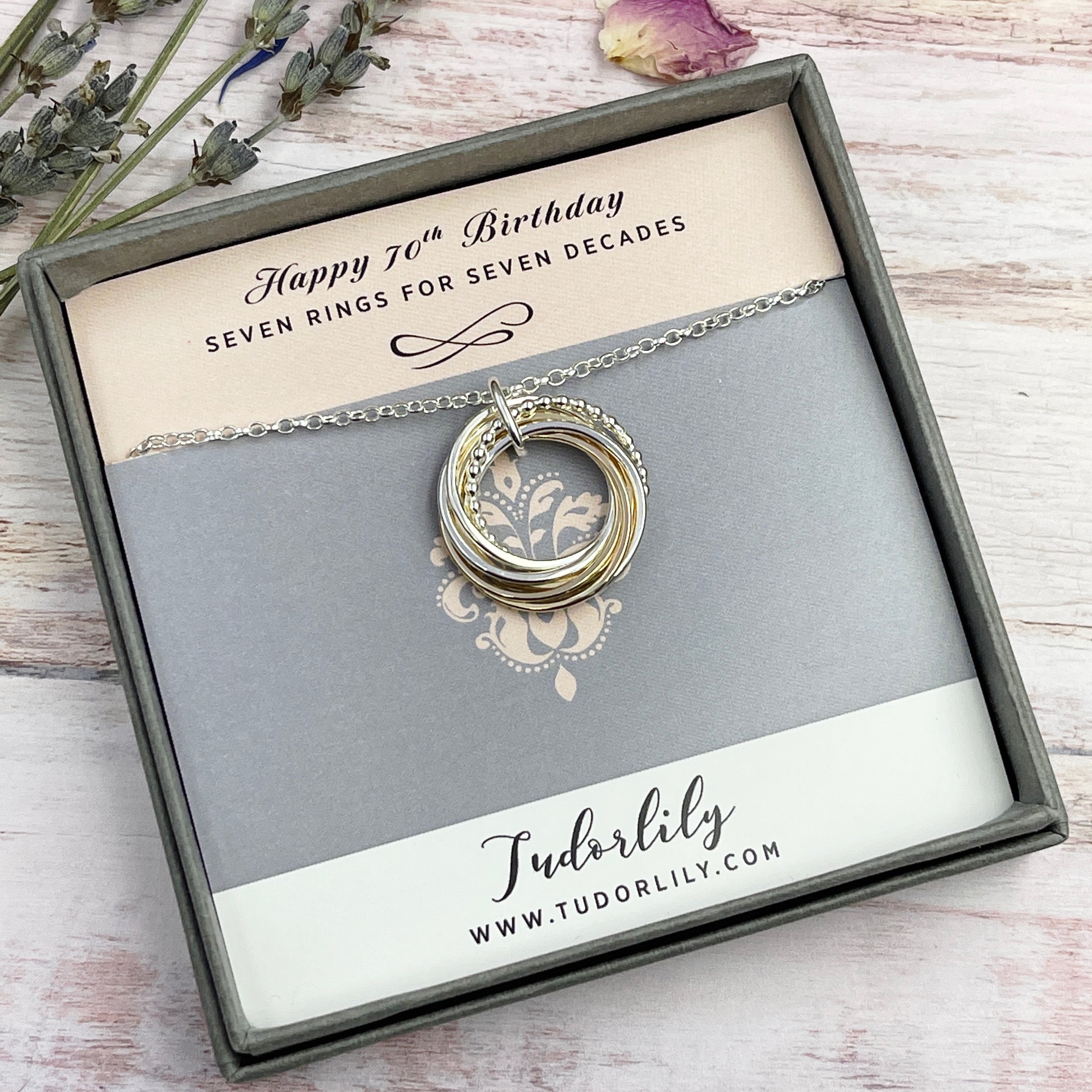 7 Ring Mixed Metals Necklace