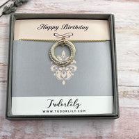 5 Ring Mixed Metals Necklace