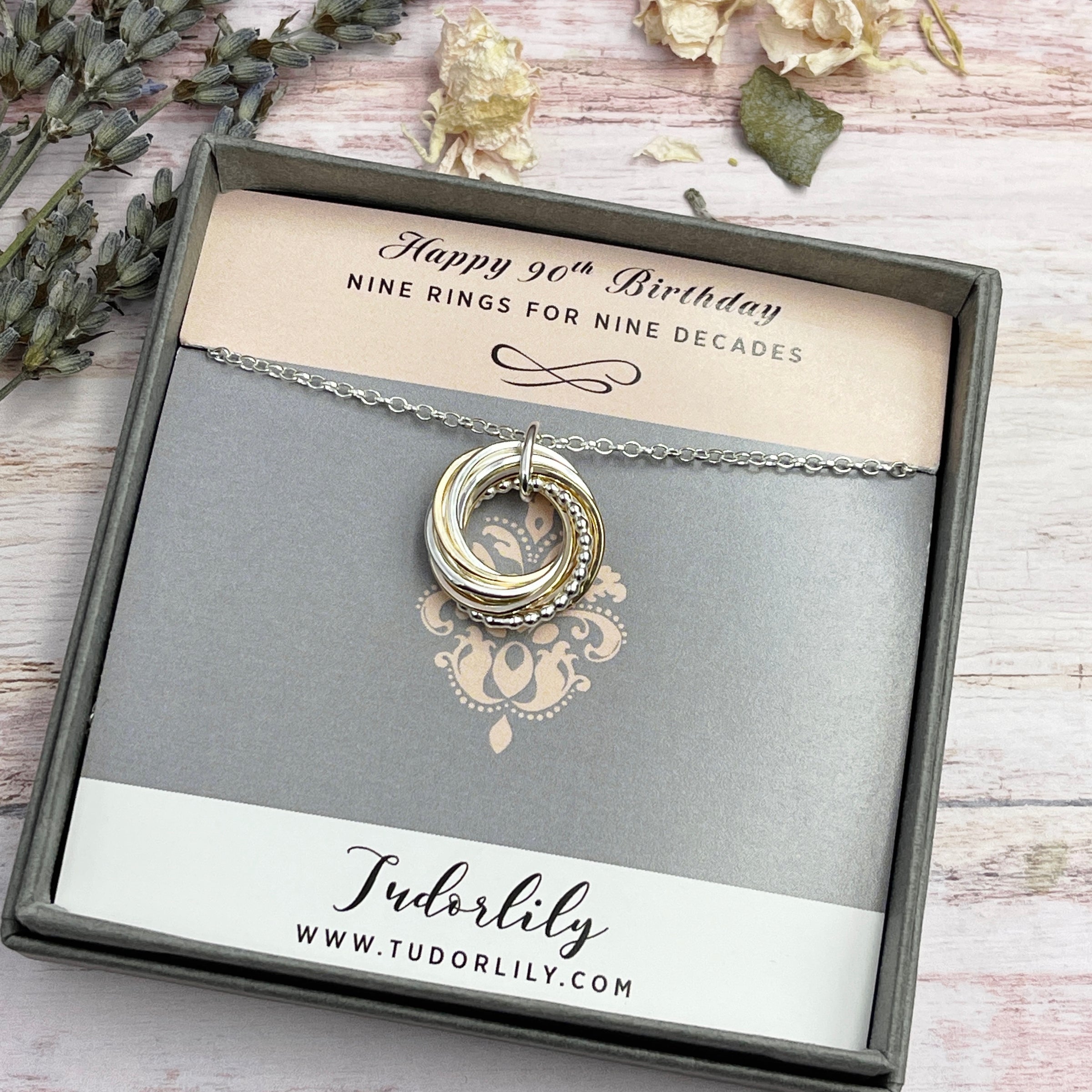 9 Petite Rings Mixed Metals Necklace