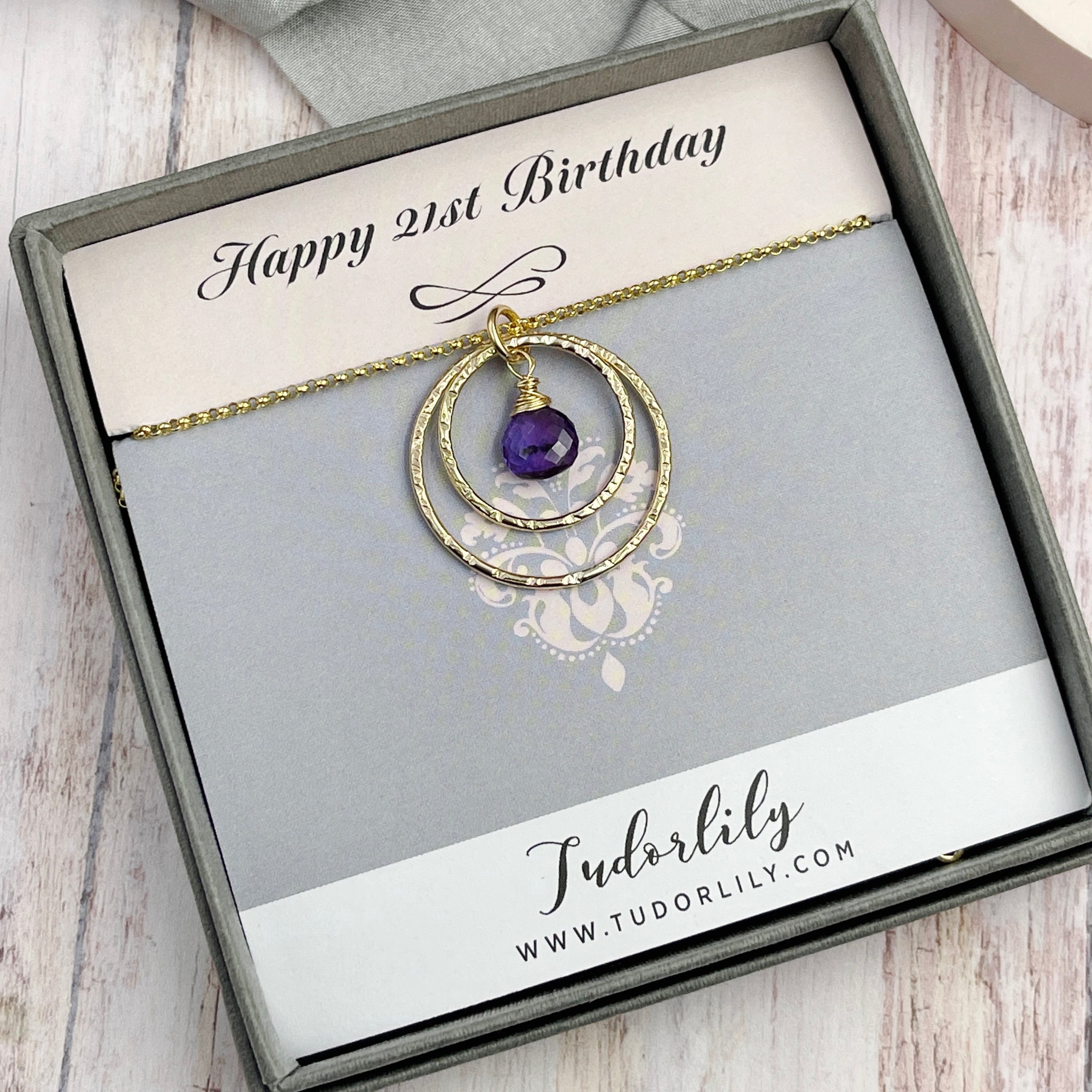 Amethyst 2 Ring Goldfill Necklace