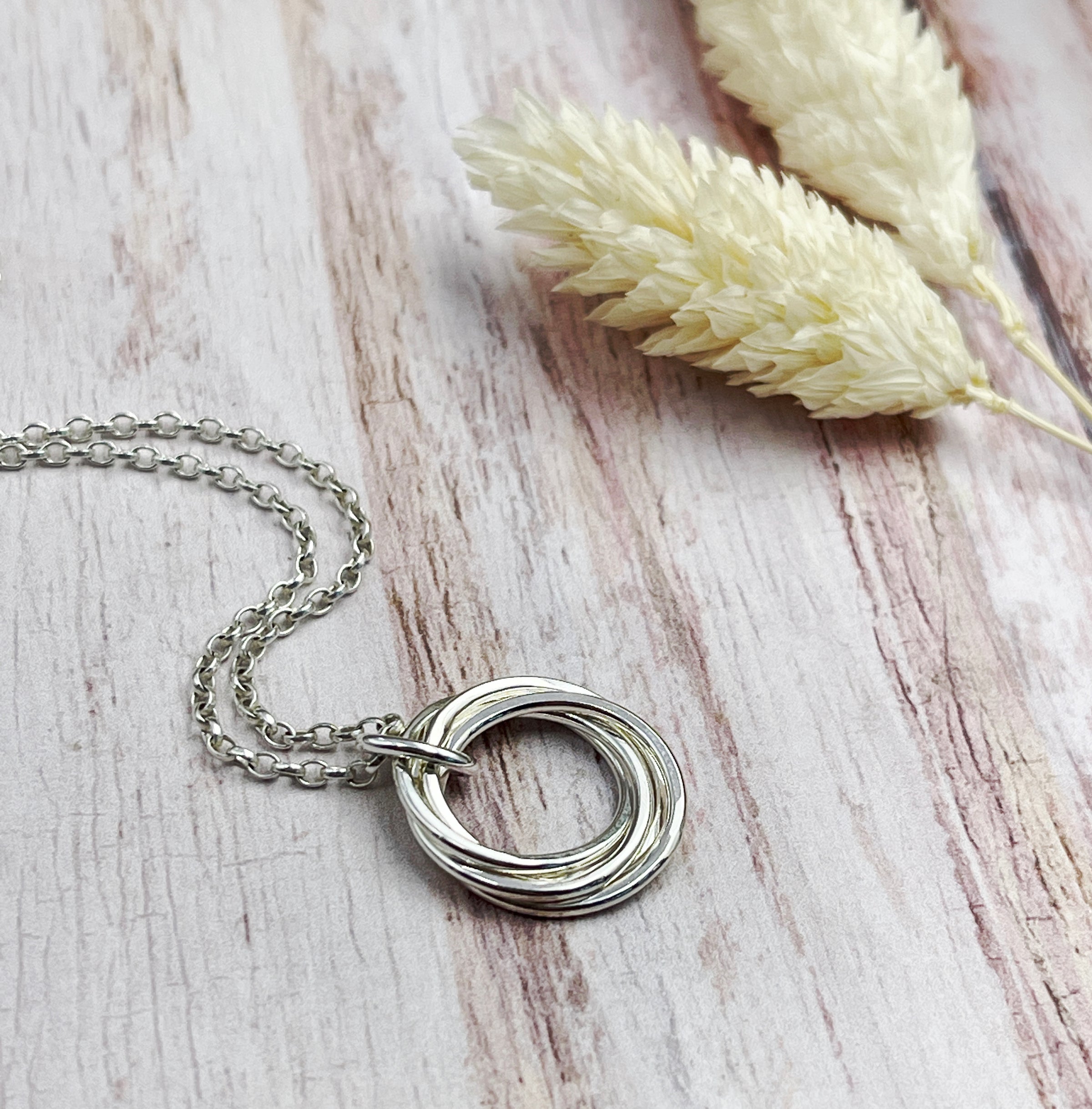 4 Petite Rings Sterling Silver Necklace