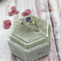 Pink Star Sapphire Silver & 9ct Gold Ring