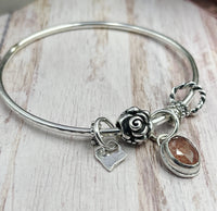 Strawberry Quartz Gemstone Charm Bangle