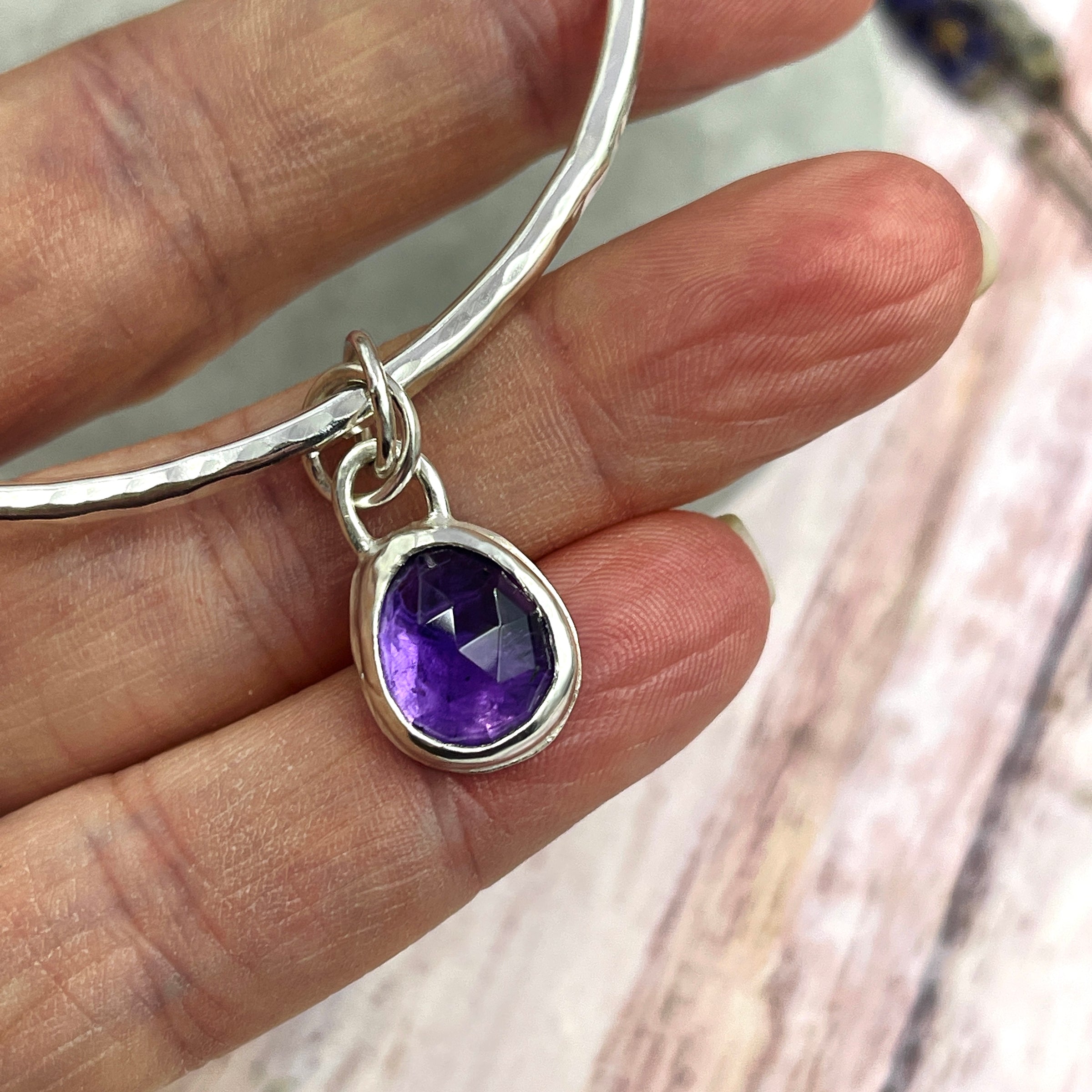 Amethyst Charm Bangle
