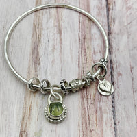 Prehnite Gemstone Charm Bangle