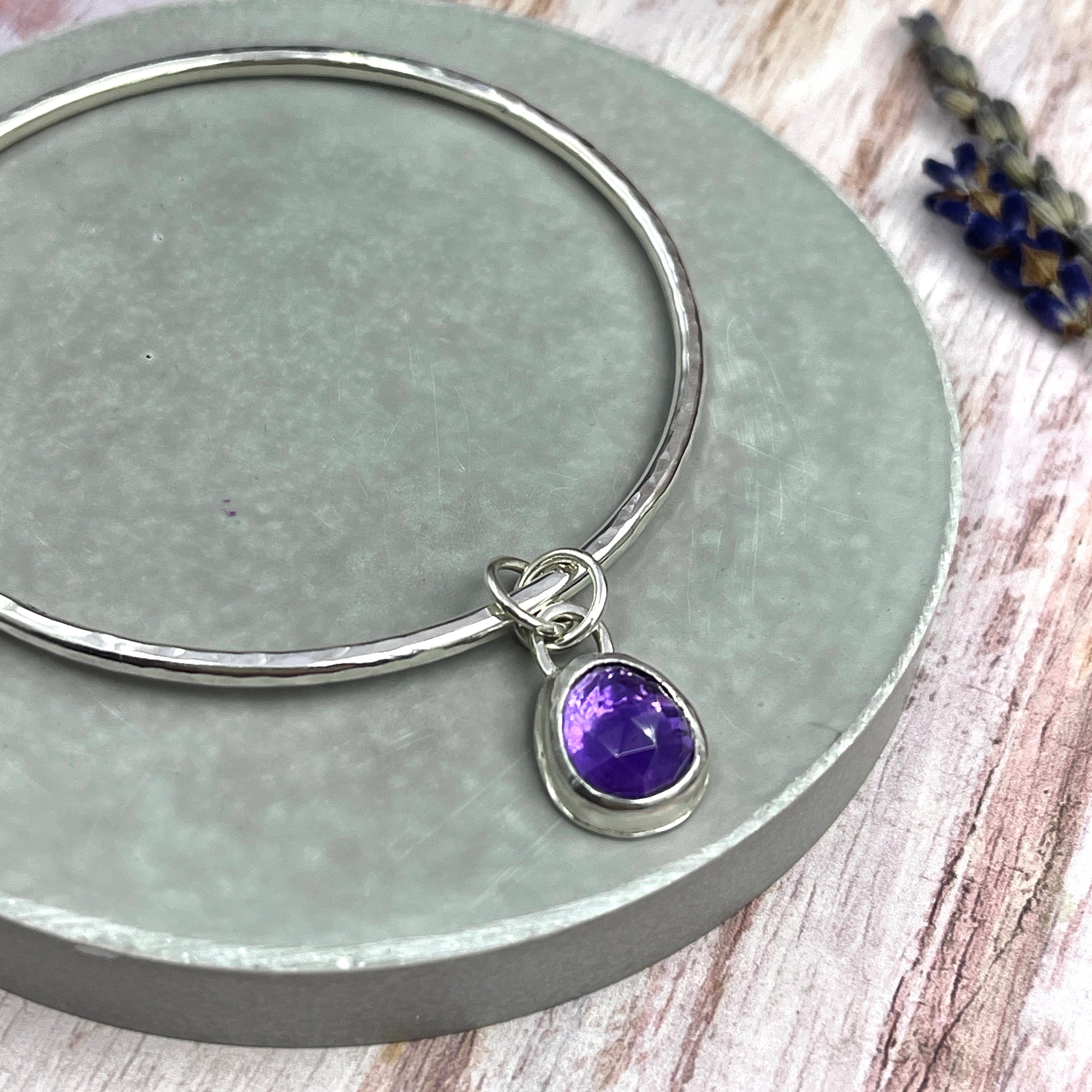 Amethyst Charm Bangle