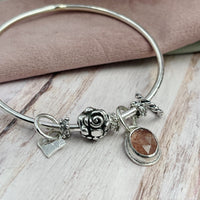 Strawberry Quartz Gemstone Charm Bangle