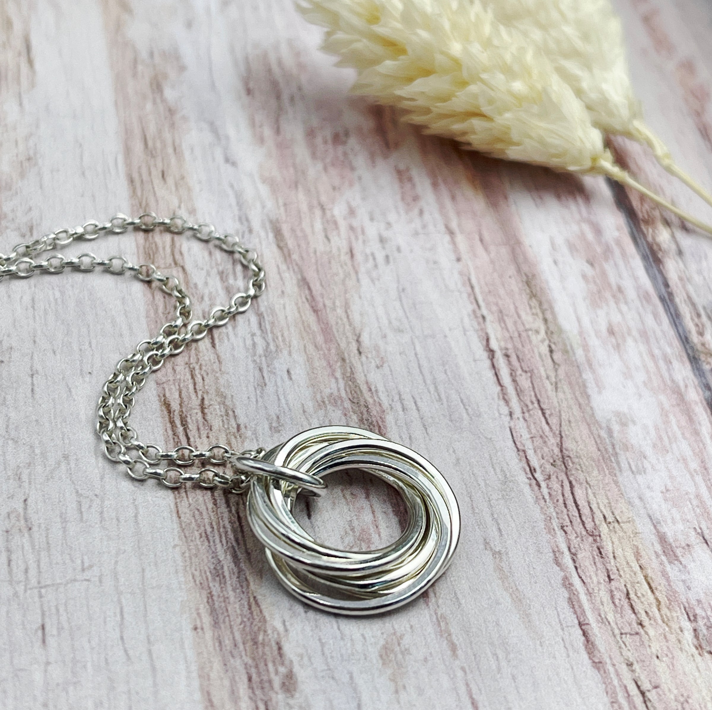 6 Petite Rings Sterling Silver Necklace