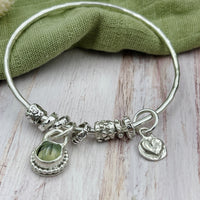 Prehnite Gemstone Charm Bangle