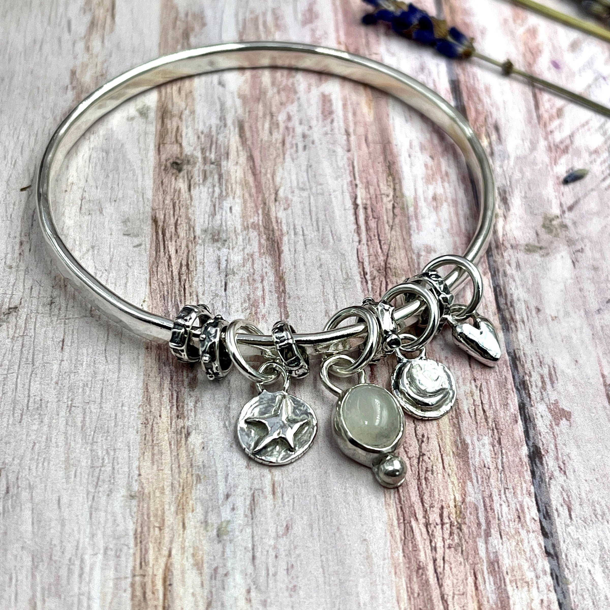Moonstone Charm Bangle