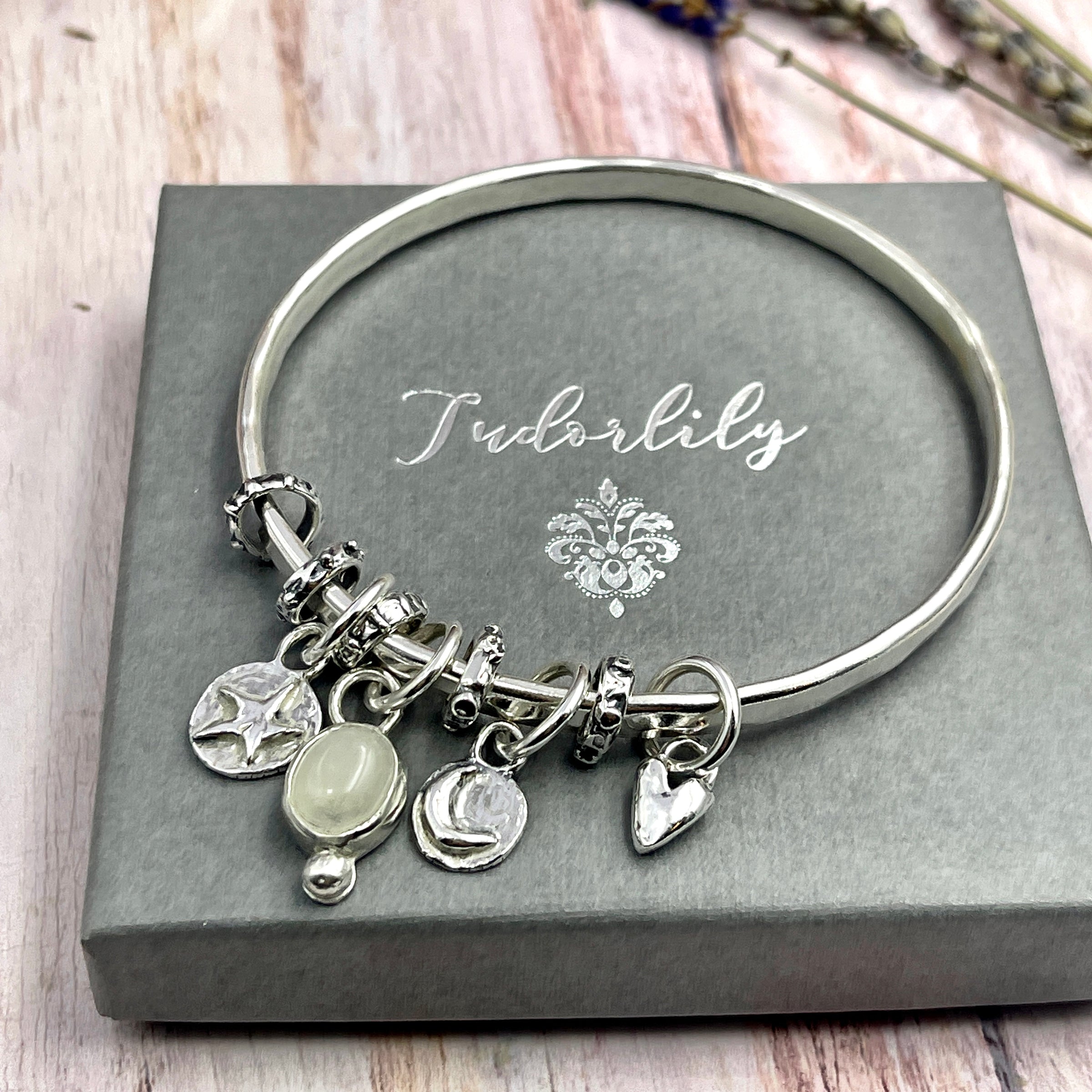 Moonstone Charm Bangle