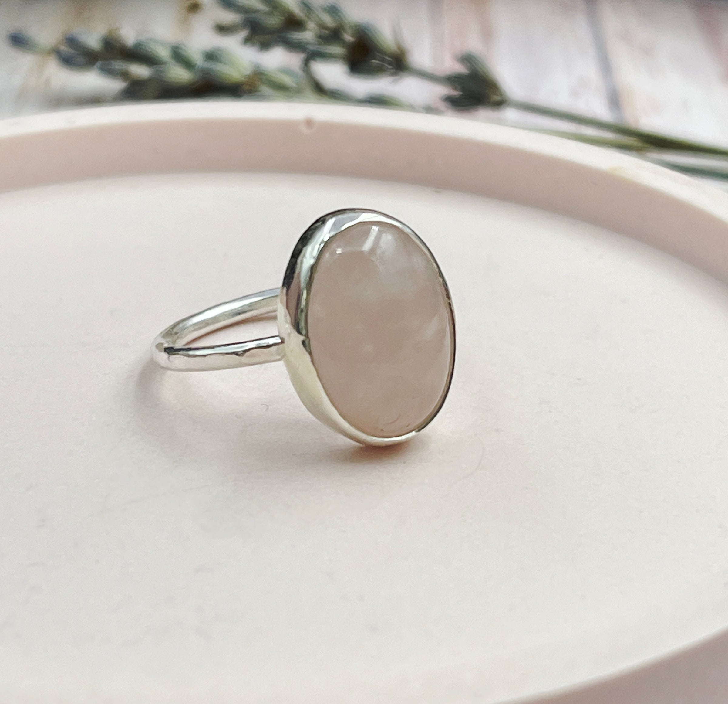Rose Quartz Oval Cabochon Ring
