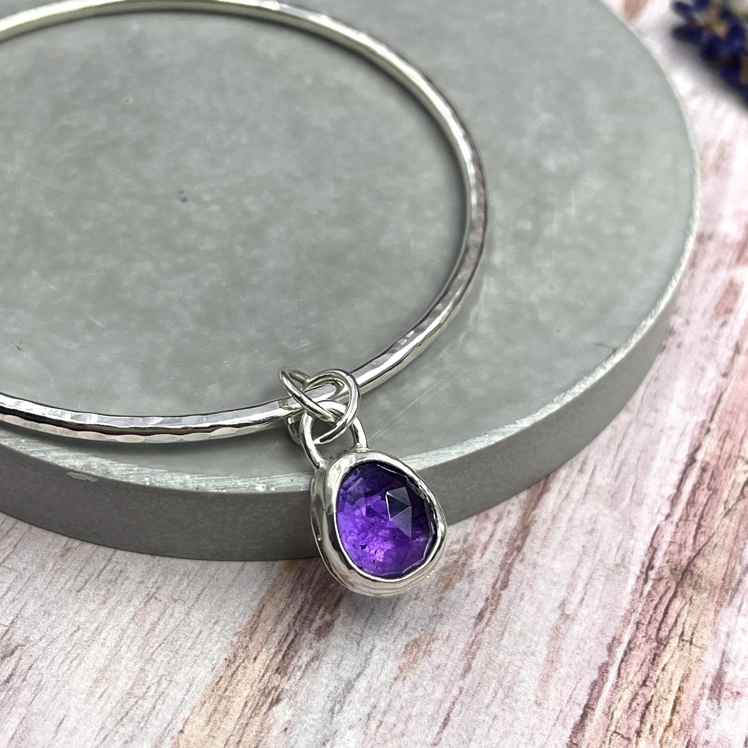 Amethyst Charm Bangle