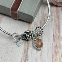 Strawberry Quartz Gemstone Charm Bangle