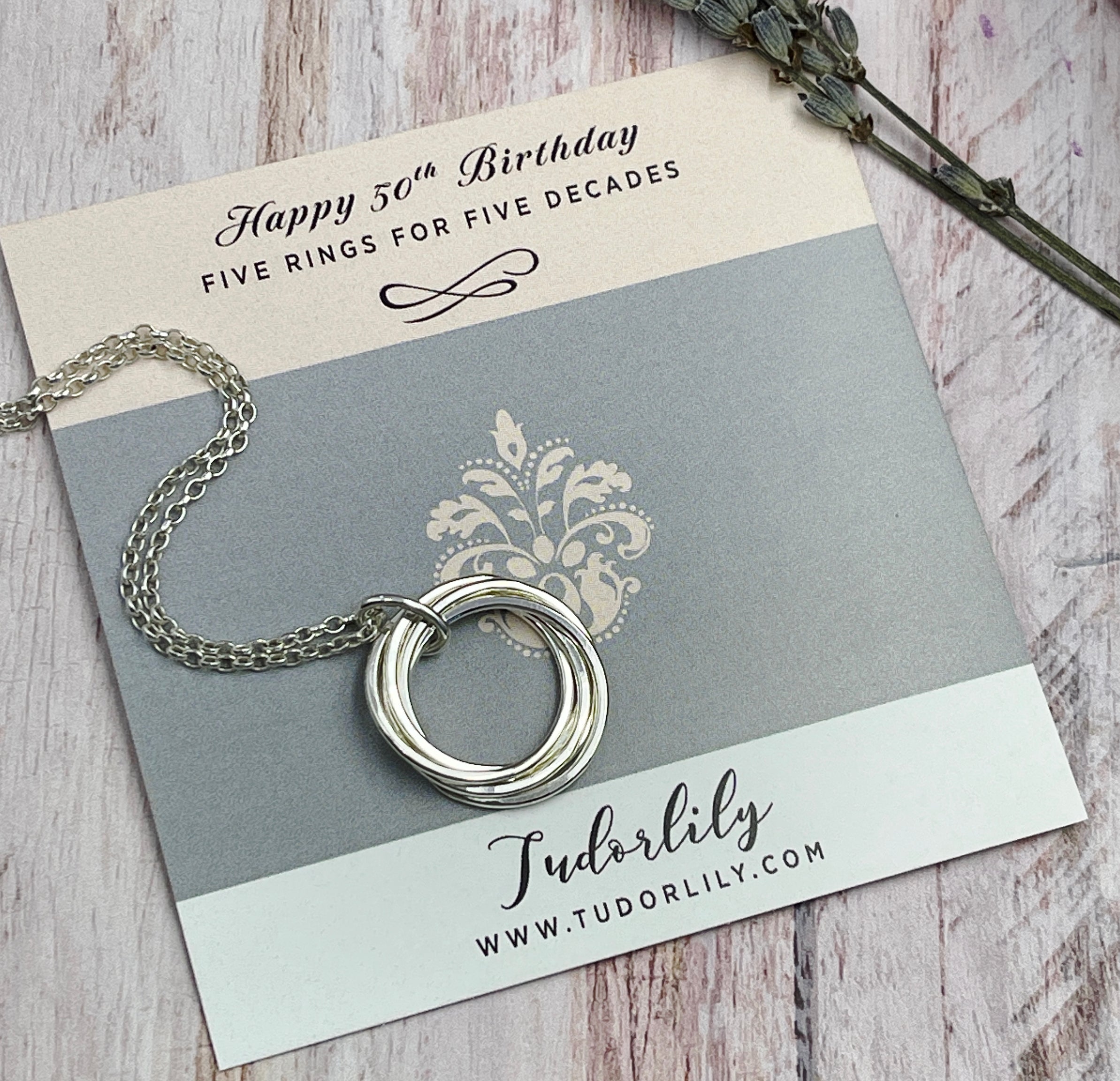 5 Ring Sterling Silver Necklace