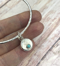 Turquoise Gemstone Charm Bangle - Hallmarked - READY NOW