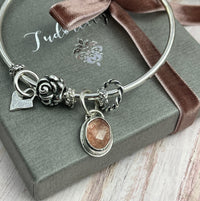 Strawberry Quartz Gemstone Charm Bangle