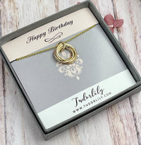 5 Ring Petite 14kt Goldfill Entwined Ring Necklace