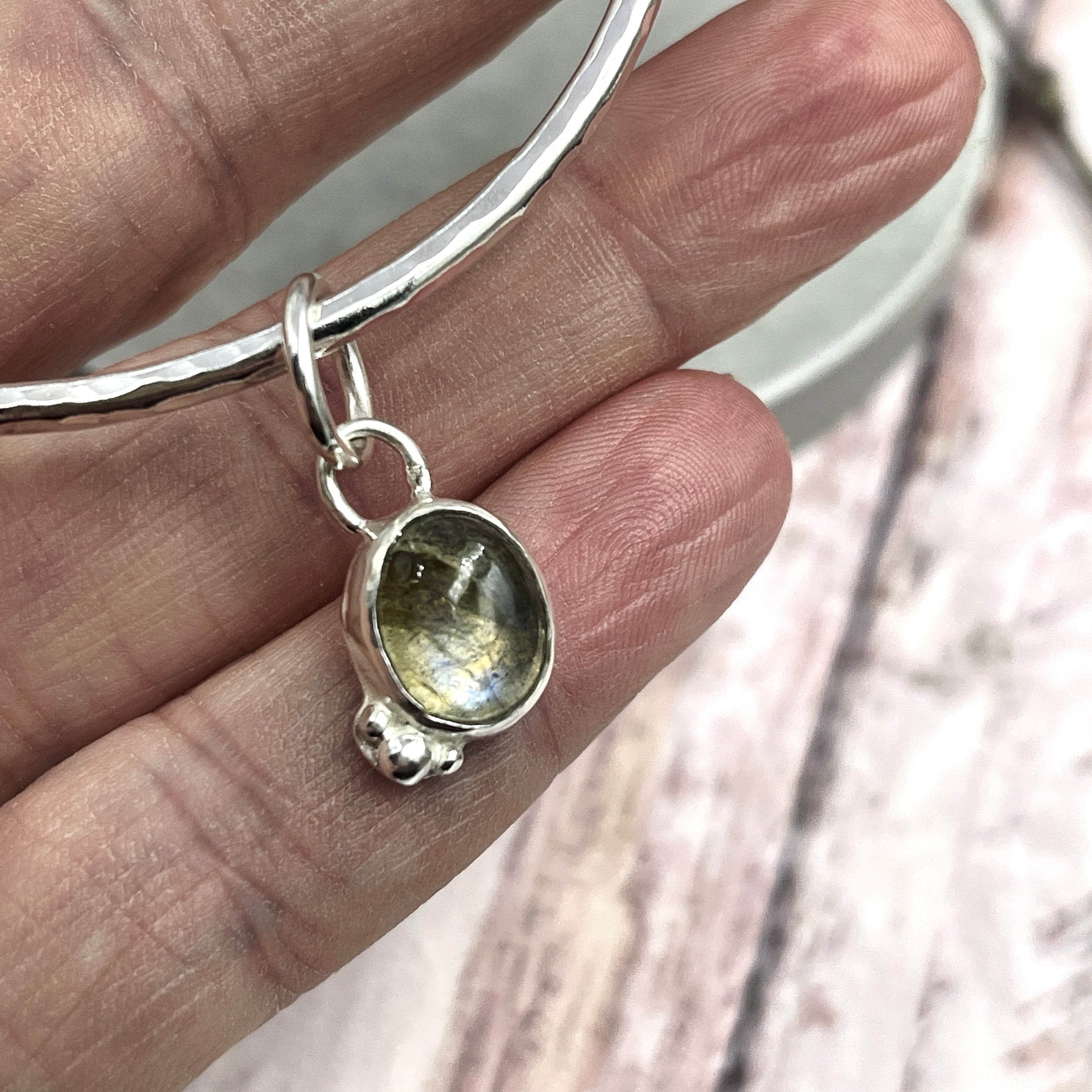 Labradorite Charm Bangle