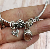 Strawberry Quartz Gemstone Charm Bangle