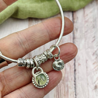 Prehnite Gemstone Charm Bangle