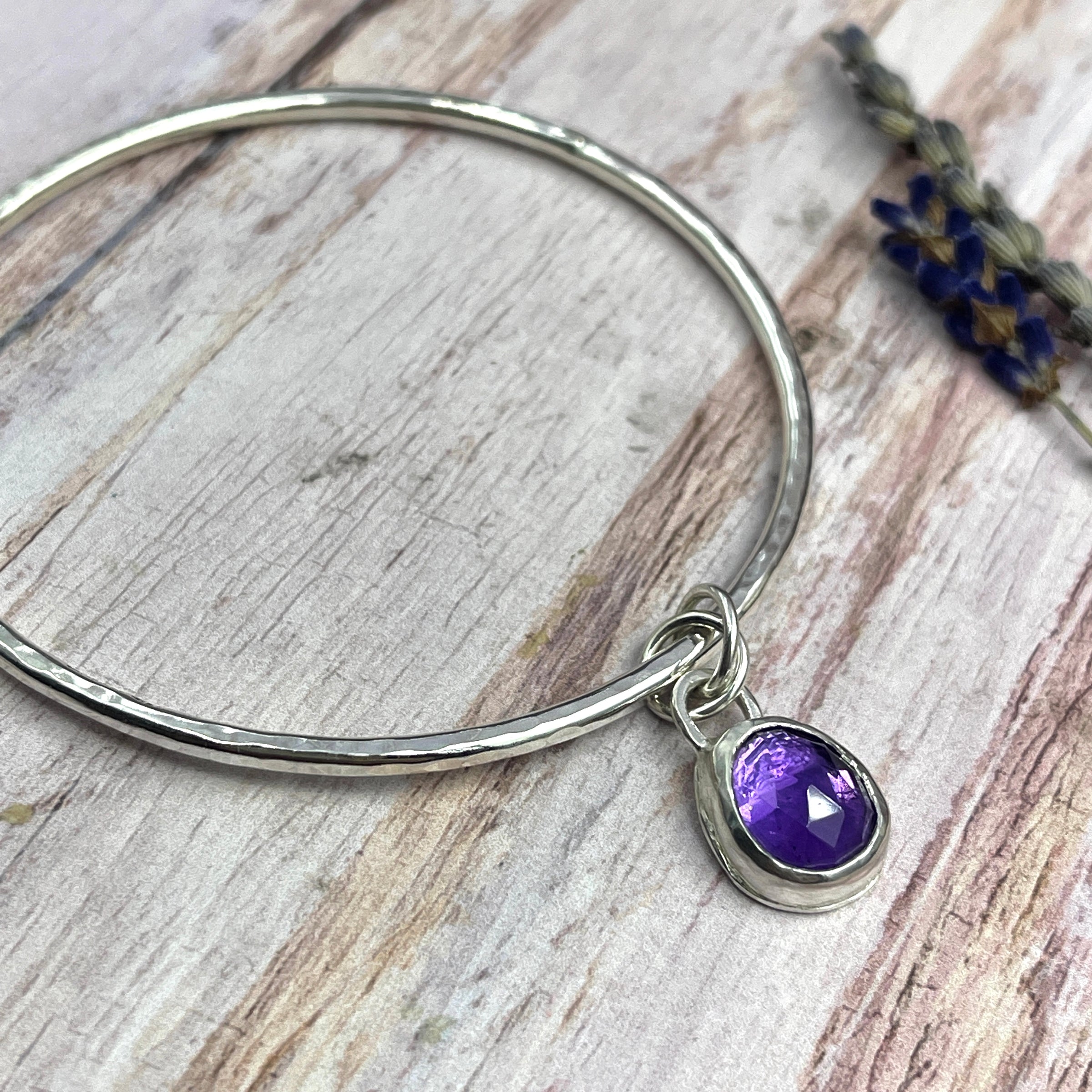 Amethyst Charm Bangle